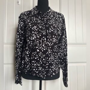 DKNY Black Button-Down Shirt with White Star Print